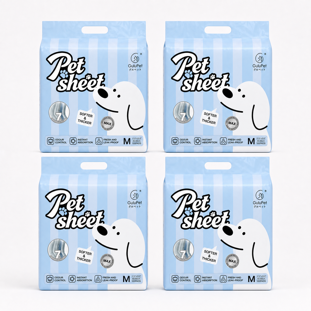 GuluPet - Premium Thickened Pet Training Pads 7 Layers | Medium 17.5x 23.5 in