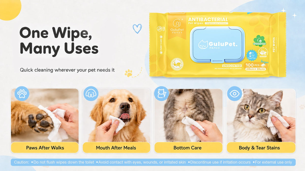Gulupet Antibacterial Unscented Pet Wipes 100 sheets per pack